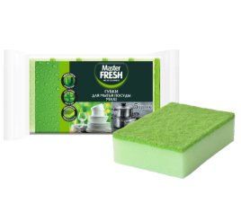 Губки для посуды 9,5х6,5 см MAXI, КОМПЛЕКТ 5 шт., поролон/абразив, Master FRESH