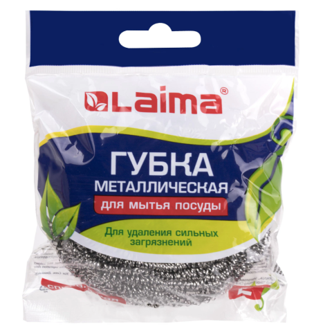 Губка (мочалка) металлическая, спиральная, 50 г, БОЛЬШАЯ, для посуды, гриля, плиты фото 2