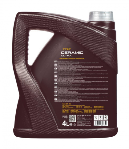 Синтетическое моторное масло MANNOL CERAMIC ULTRA 5W40 4 л. (7727) фото 2
